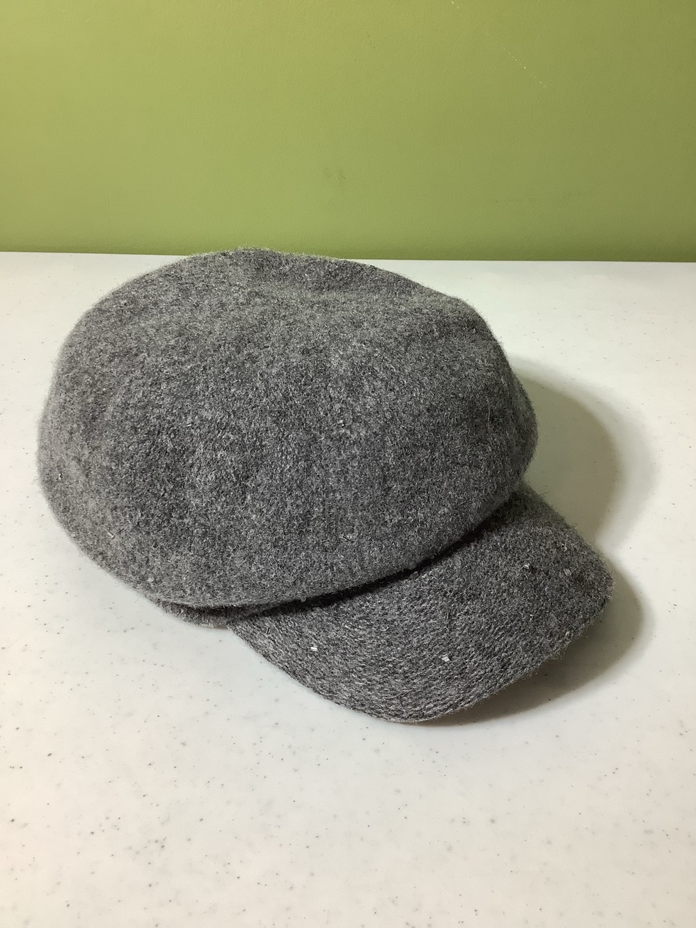 Nine West gray wool blend newsboy hat with beading